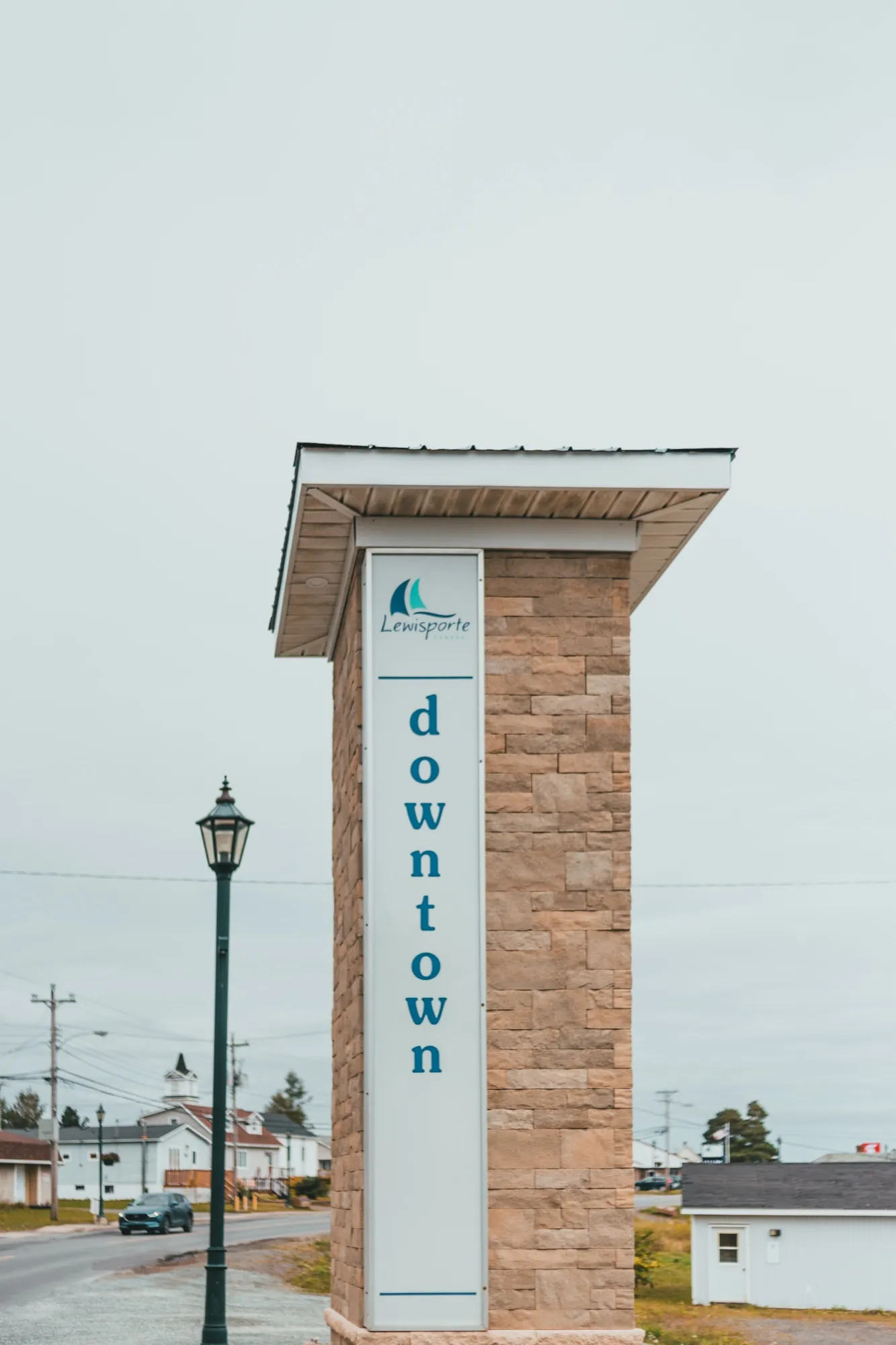 The stone marker at the entrance to downtown Lewisporte